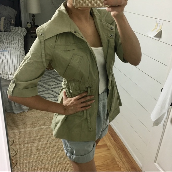 ❌SOLD❌ tulle khaki utility jacket trench coat - Picture 7 of 8